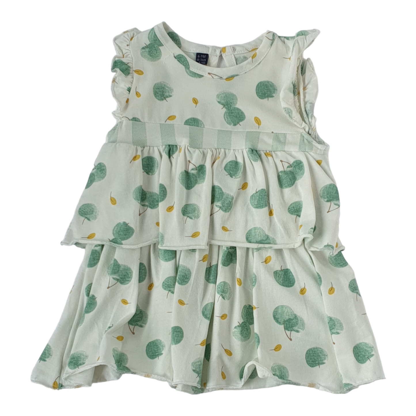 Green Apples Dress-Apples, Catgirl, Dress, Girl, Green, Sleeveless, SS23, White-MiniWorld-[Too Twee]-[Tootwee]-[baby]-[newborn]-[clothes]-[essentials]-[toys]-[Lebanon]