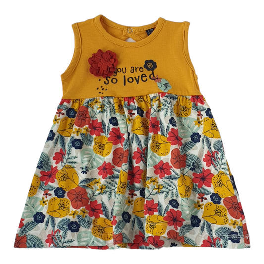 Yellow Floral Summer Dress-Catgirl, Dress, Floral, Girl, Sleeveless, SS23, Yellow-MiniWorld-[Too Twee]-[Tootwee]-[baby]-[newborn]-[clothes]-[essentials]-[toys]-[Lebanon]