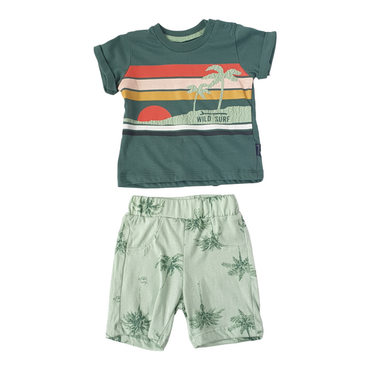 Wild Surf Green Set-Boy, Catboy, Catgirl, Catset2pcs, Girl, Green, Set, Short sleeve, Shorts, SS23, Surf, Top-MiniWorld-[Too Twee]-[Tootwee]-[baby]-[newborn]-[clothes]-[essentials]-[toys]-[Lebanon]