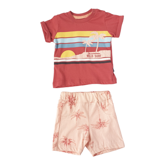 Wild Surf Pink Set-Boy, Catboy, Catgirl, Catset2pcs, Girl, Pink, Set, Short sleeve, Shorts, SS23, Surf, Top-MiniWorld-[Too Twee]-[Tootwee]-[baby]-[newborn]-[clothes]-[essentials]-[toys]-[Lebanon]