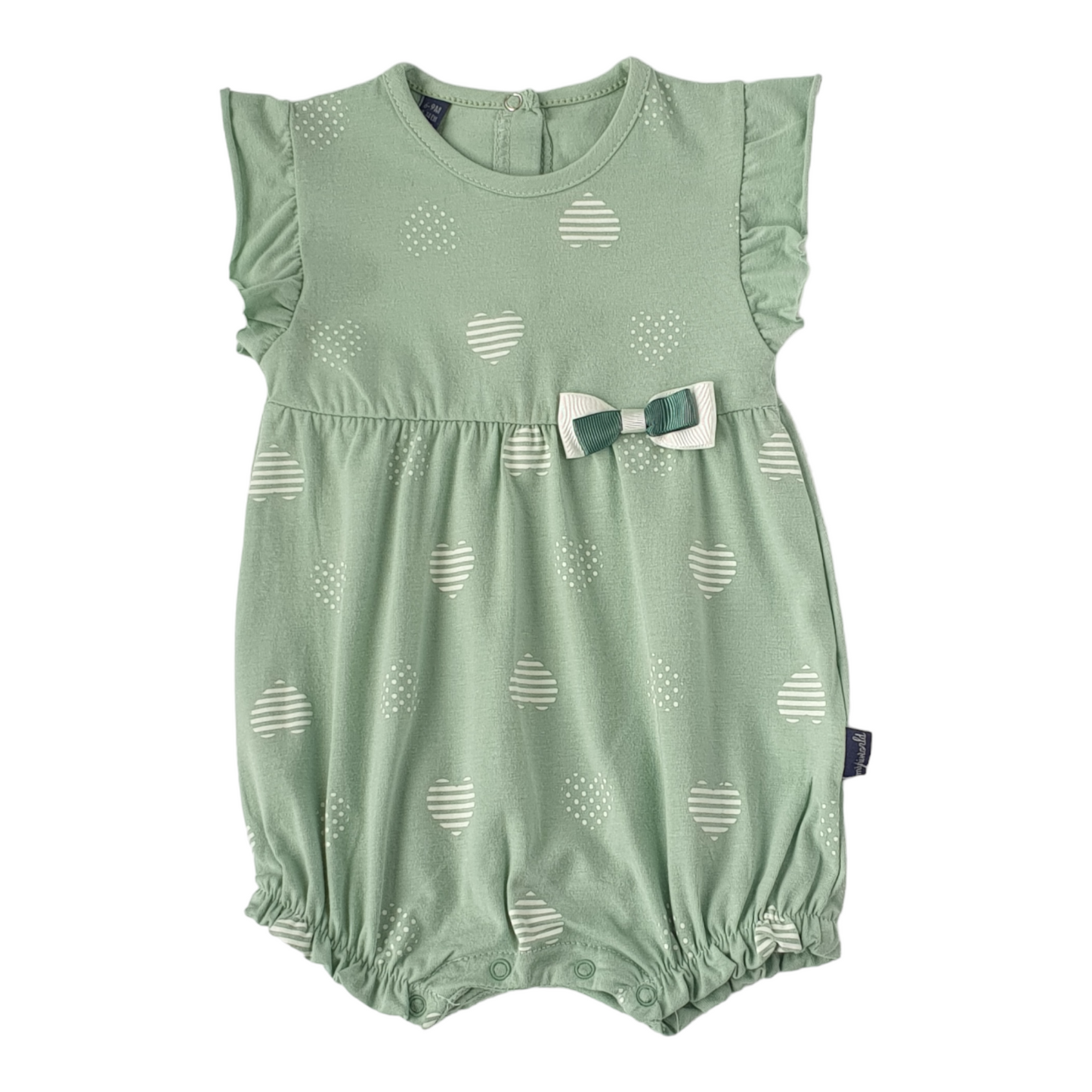 Green Romper with Hearts-Catgirl, Catromper, Girl, Green, Hearts, Romper, Sleeveless, SS23-MiniWorld-[Too Twee]-[Tootwee]-[baby]-[newborn]-[clothes]-[essentials]-[toys]-[Lebanon]