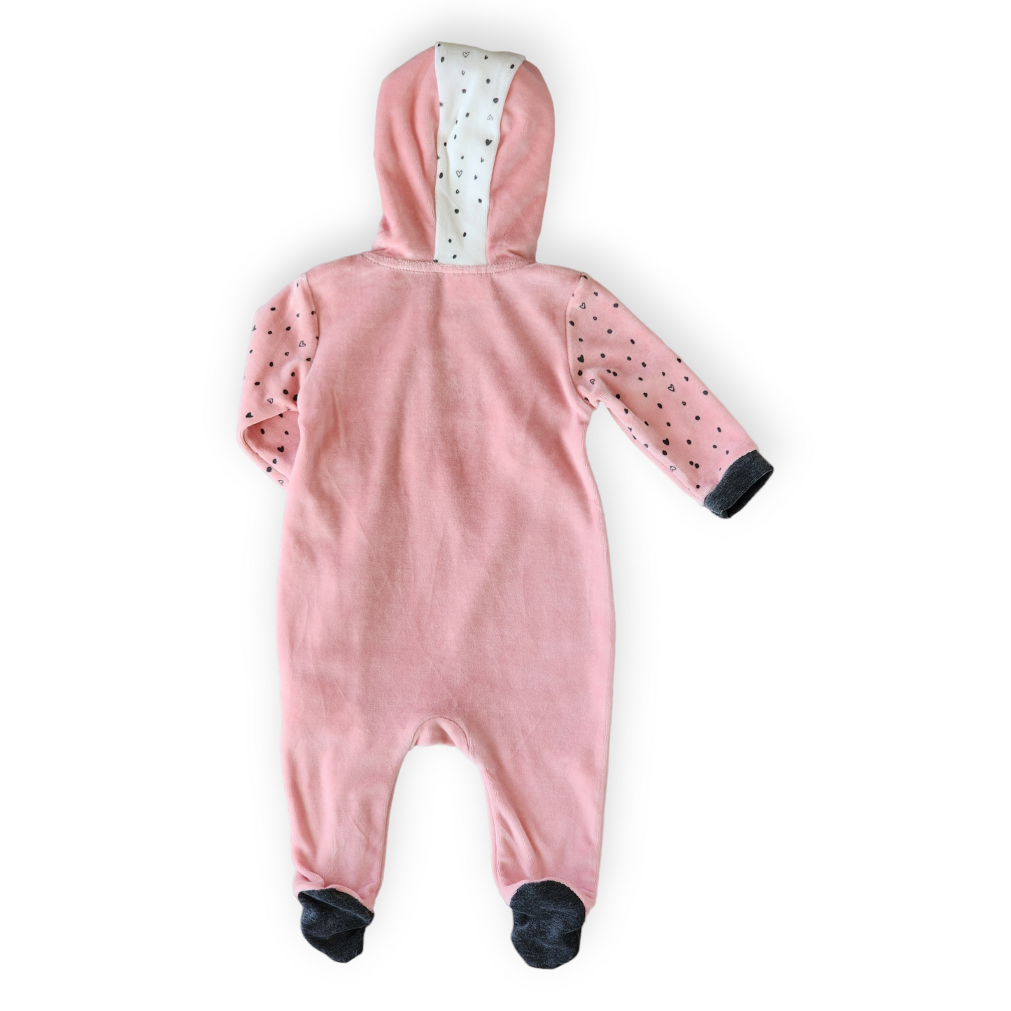 Cat Ears Velour Pink Jumpsuit with Hoodie-catgirl, Ears, Footed, FW23, Girl, Jumpsuit, Long Sleeve, Pink, Velour-MiniWorld-[Too Twee]-[Tootwee]-[baby]-[newborn]-[clothes]-[essentials]-[toys]-[Lebanon]