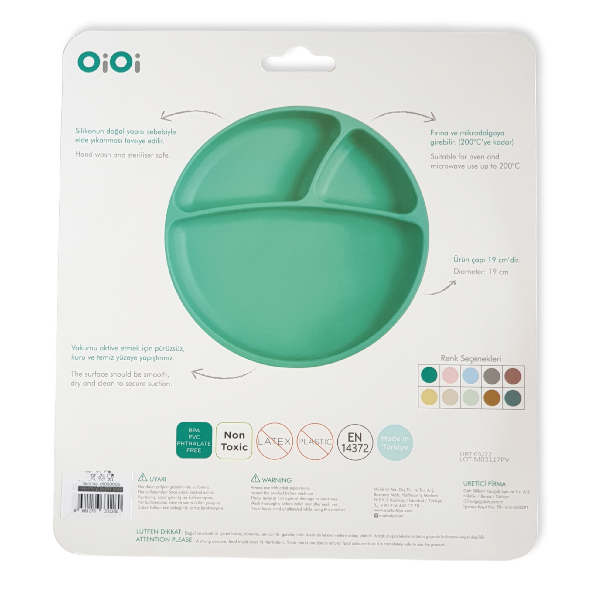 Silicone Portions Plate with Suction Base-Base, catfeeding, Feed, Feeding, Non, Plate, Portions, Slip, Suction-MinikOiOi-[Too Twee]-[Tootwee]-[baby]-[newborn]-[clothes]-[essentials]-[toys]-[Lebanon]