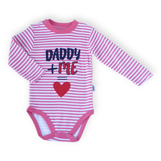 Daddy and Me Dark Pink Body-Body, Bodysuit, Catgirl, Creeper, Dad, Daddy, Dark Pink, Girl, Long sleeve, Love, Me, Onesie, Pink, SS23, Stripes-Puan Baby-[Too Twee]-[Tootwee]-[baby]-[newborn]-[clothes]-[essentials]-[toys]-[Lebanon]