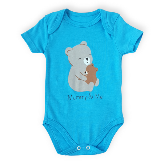 Mama and Me Blue Body-Bear, Blue, Body, Bodysuit, Creeper, Mama, Mom, Onesie, Short Sleeve, SS23-Puan Baby-[Too Twee]-[Tootwee]-[baby]-[newborn]-[clothes]-[essentials]-[toys]-[Lebanon]