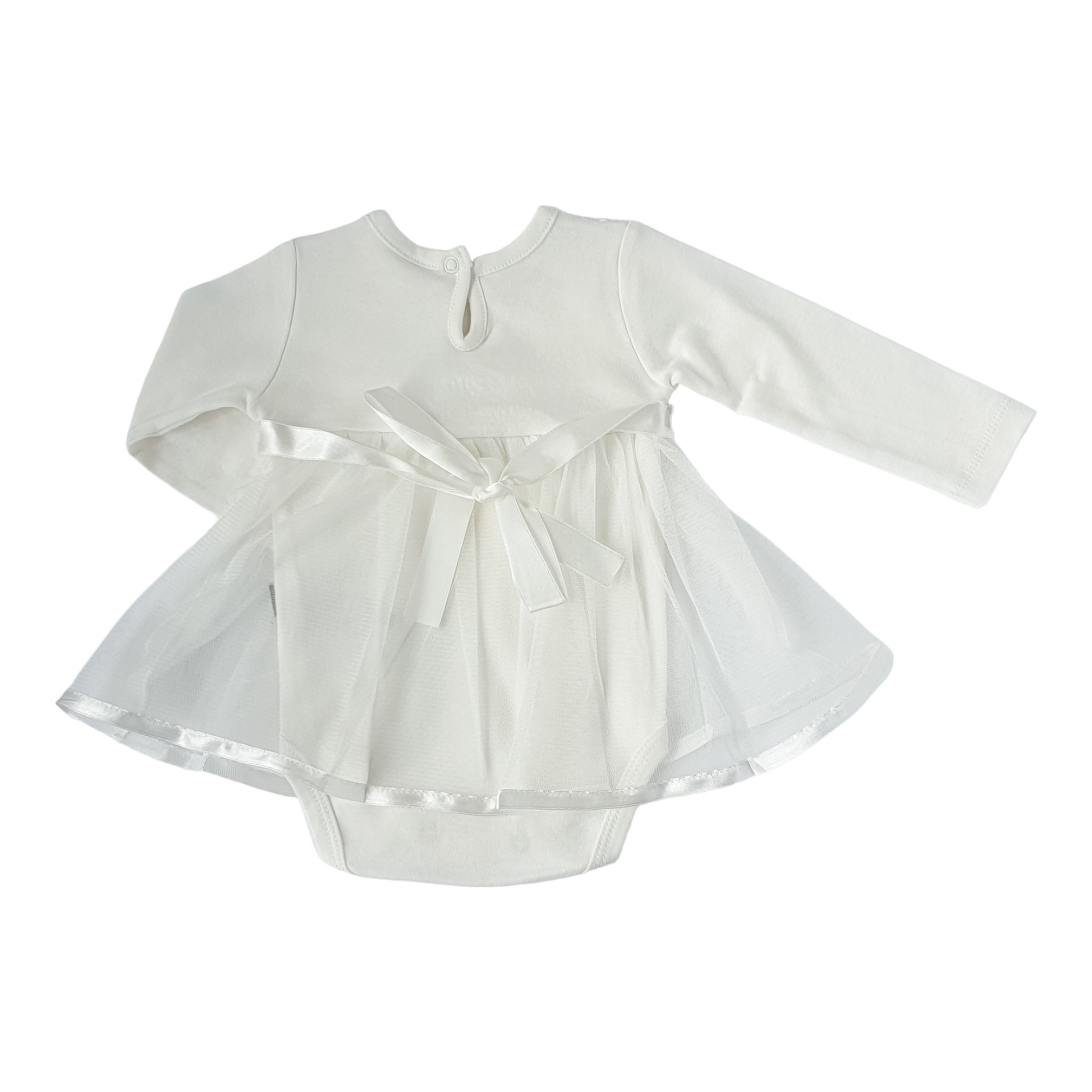 Off-White Dress with Heart-Catgirl, Dress, Flower, Girl, Heart, Long sleeve, Off-White, SS23-Puan Baby-[Too Twee]-[Tootwee]-[baby]-[newborn]-[clothes]-[essentials]-[toys]-[Lebanon]