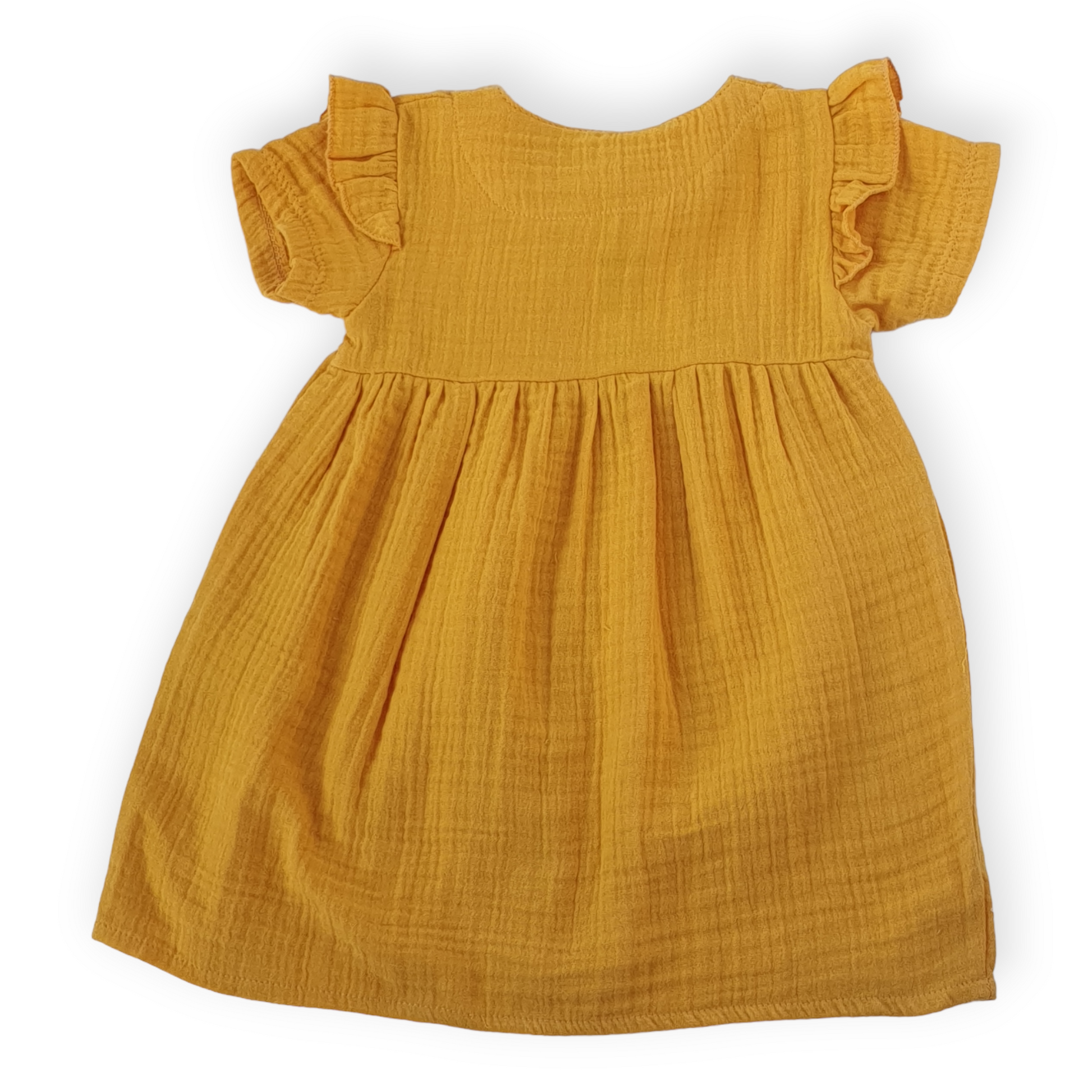 Mustard Summer Dress-Catgirl, Dress, Girl, Short sleeve, SS23, Summer, Yellow-Puan Baby-[Too Twee]-[Tootwee]-[baby]-[newborn]-[clothes]-[essentials]-[toys]-[Lebanon]