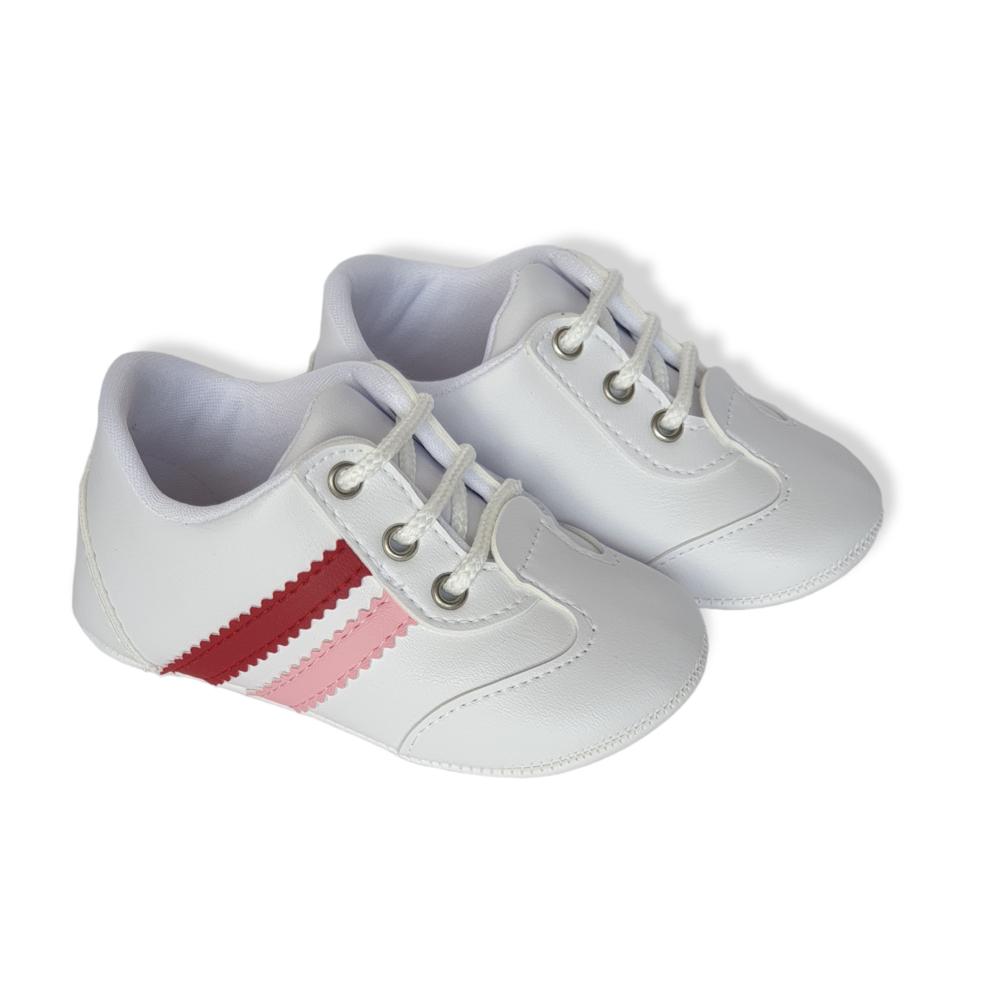 White With Pink and Red Stripes Sport Baby Shoes-Baby shoe, Boots, catgirl, catshoes, Pink, Red, Shoe, Shoes, Sneakers, Sport, White-Papulin-[Too Twee]-[Tootwee]-[baby]-[newborn]-[clothes]-[essentials]-[toys]-[Lebanon]
