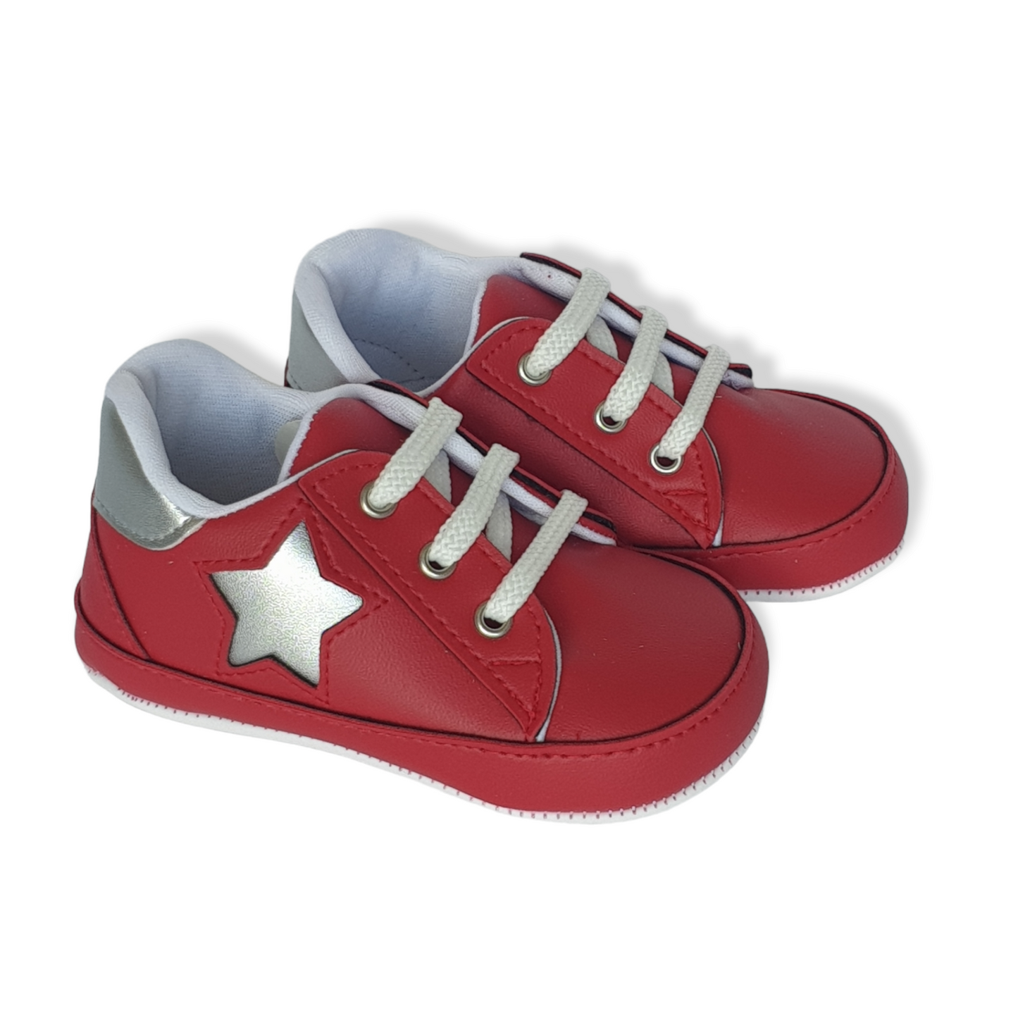 Star Red Sport Baby Shoes-Baby shoe, Boots, catgirl, catshoes, Red, Shoe, Shoes, Silver, Sneakers, Sport, Star-Papulin-[Too Twee]-[Tootwee]-[baby]-[newborn]-[clothes]-[essentials]-[toys]-[Lebanon]
