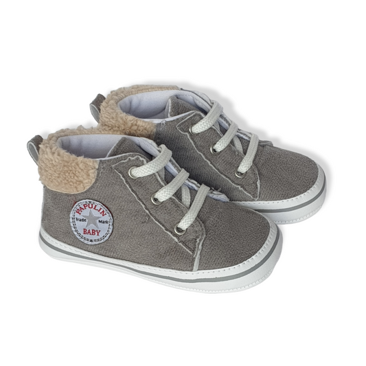 Grey Sneakers Baby Shoes-Baby shoe, Boots, catshoes, catunisex, Grey, Shoe, Shoes, Sneakers-Papulin-[Too Twee]-[Tootwee]-[baby]-[newborn]-[clothes]-[essentials]-[toys]-[Lebanon]