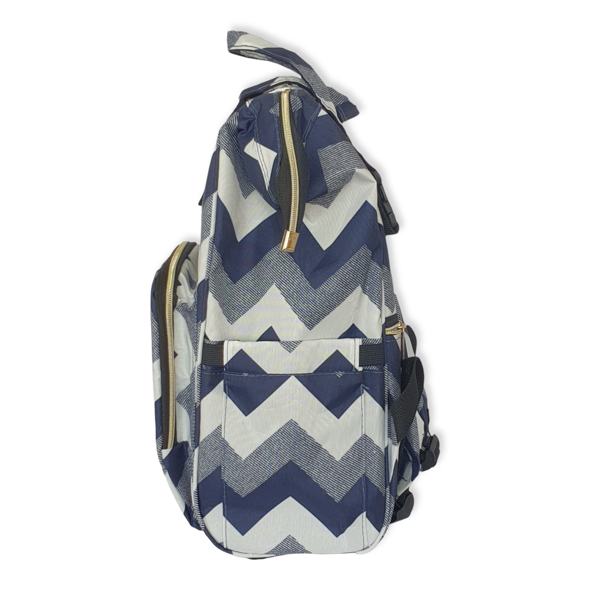 Blue Zigzag Pattern Mommy Bag-Bag, Bags, Blue, catbabygear, catbag, Changing, Diapers, Maternity, Nappy, Nursery, Travel-Safe Line-[Too Twee]-[Tootwee]-[baby]-[newborn]-[clothes]-[essentials]-[toys]-[Lebanon]