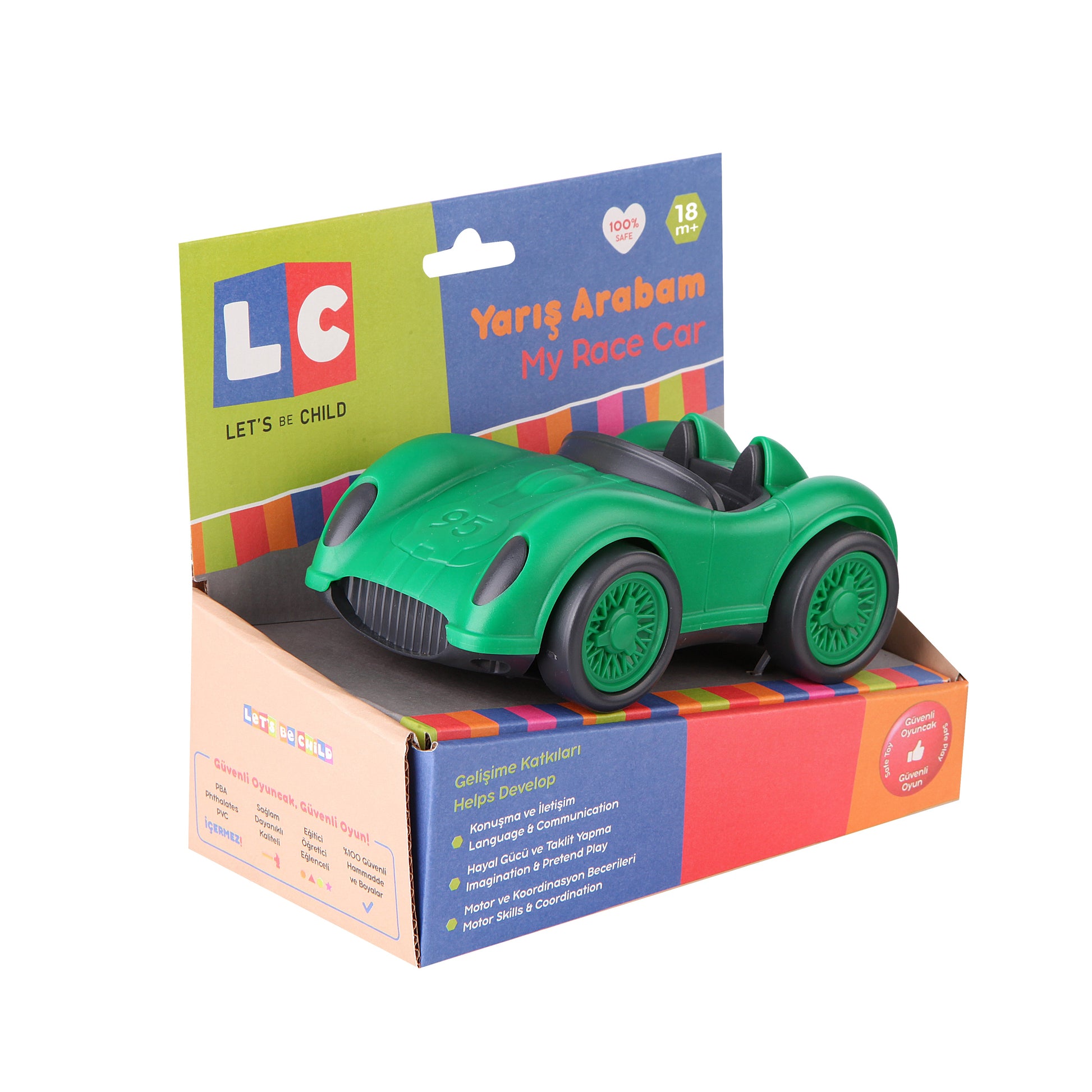 Green Race Car-Car, catveh, Classic, Communication, Coordination, Green, Imagination, Language, Motor, Pretend, Race, Skills, Toy, Wheels-Let's Be Child-[Too Twee]-[Tootwee]-[baby]-[newborn]-[clothes]-[essentials]-[toys]-[Lebanon]