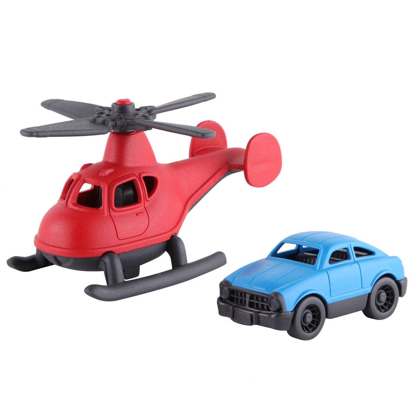 Red Blue Mini Car and Helicopter