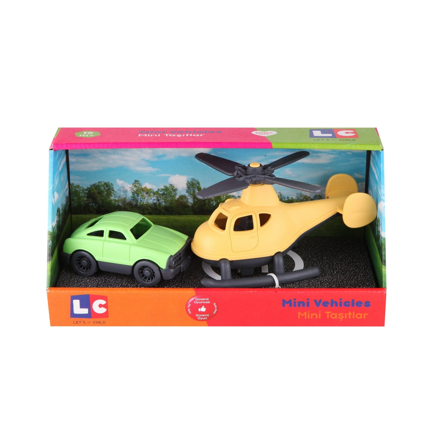 Yellow Green Mini Car and Helicopter