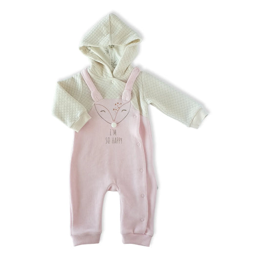 I'm So Happy Pink Baby Girl Jumpsuit with Hoodie-catgirl, Footless, Girl, Jumper, Jumpsuit, Light Pink, Long Sleeve, Overall, Pink-Tongs-[Too Twee]-[Tootwee]-[baby]-[newborn]-[clothes]-[essentials]-[toys]-[Lebanon]