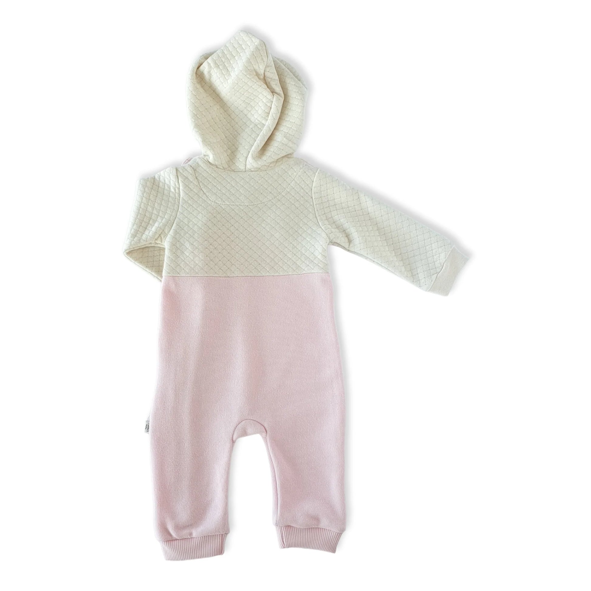 I'm So Happy Pink Baby Girl Jumpsuit with Hoodie-catgirl, Footless, Girl, Jumper, Jumpsuit, Light Pink, Long Sleeve, Overall, Pink-Tongs-[Too Twee]-[Tootwee]-[baby]-[newborn]-[clothes]-[essentials]-[toys]-[Lebanon]