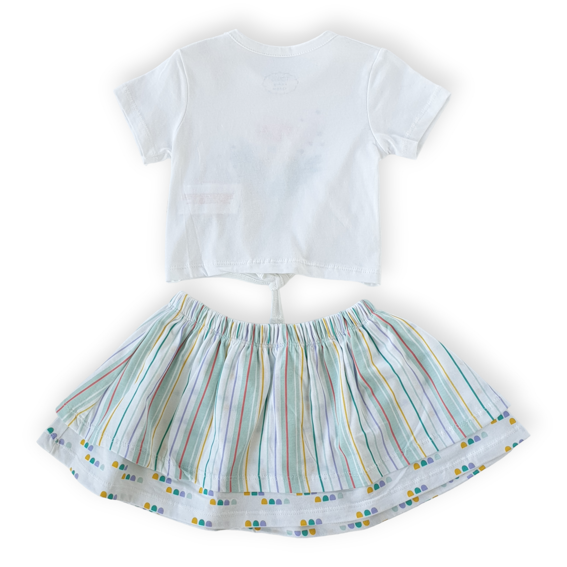 Flamingo Baby Girl Cyan Set-Blue, Catgirl, Catset2pcs, Cyan, Flamingo, Girl, Set, Short sleeve, Shorts, SS23, Striped, Top, White-Tongs-[Too Twee]-[Tootwee]-[baby]-[newborn]-[clothes]-[essentials]-[toys]-[Lebanon]