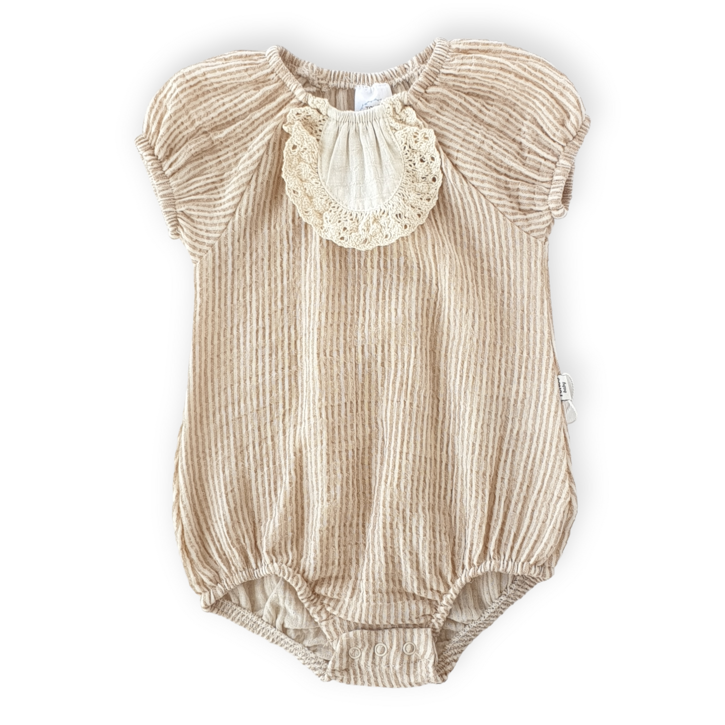 Striped Beige Body-Beige, Body, Bodysuit, Brown, Catgirl, Creeper, Girl, Off-white, Onesie, Short sleeve, SS23, Striped-Tongs-[Too Twee]-[Tootwee]-[baby]-[newborn]-[clothes]-[essentials]-[toys]-[Lebanon]