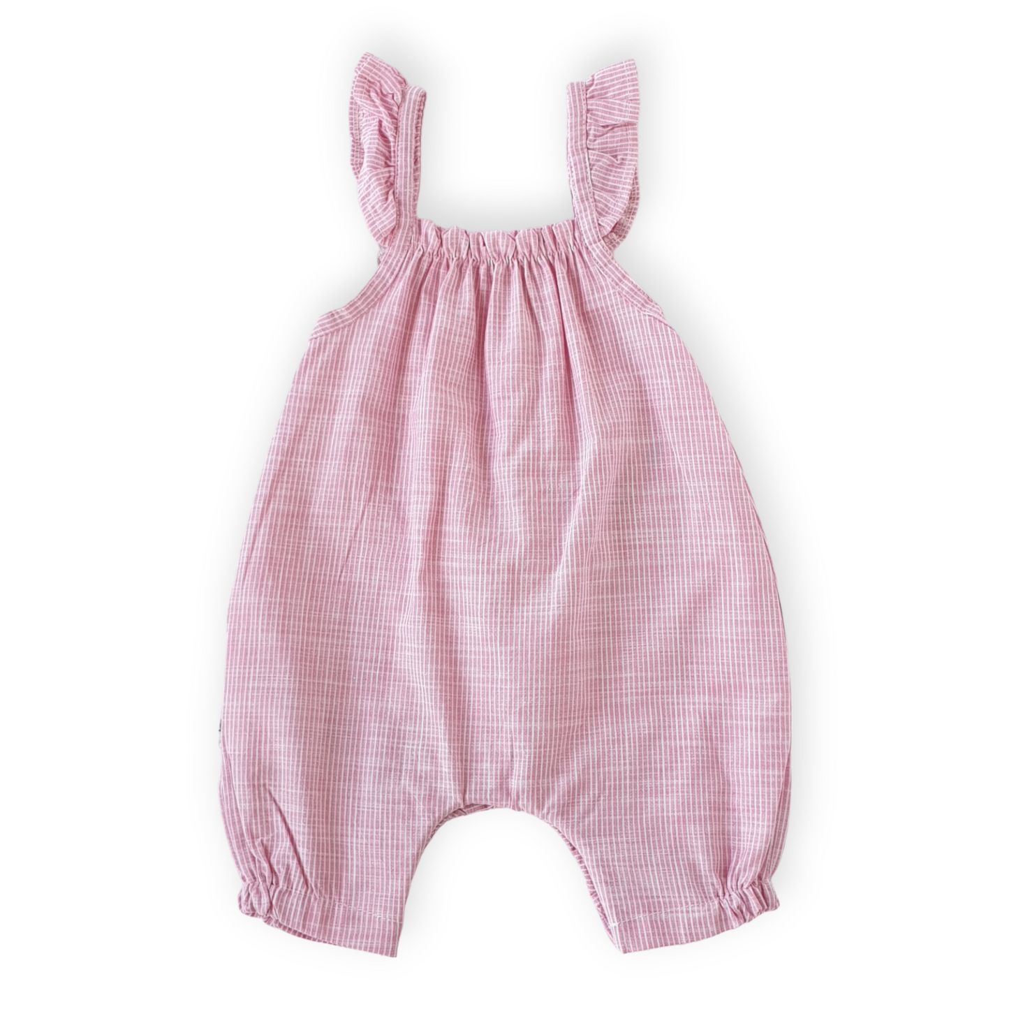 Striped Pink Summer  Romper with Flowers