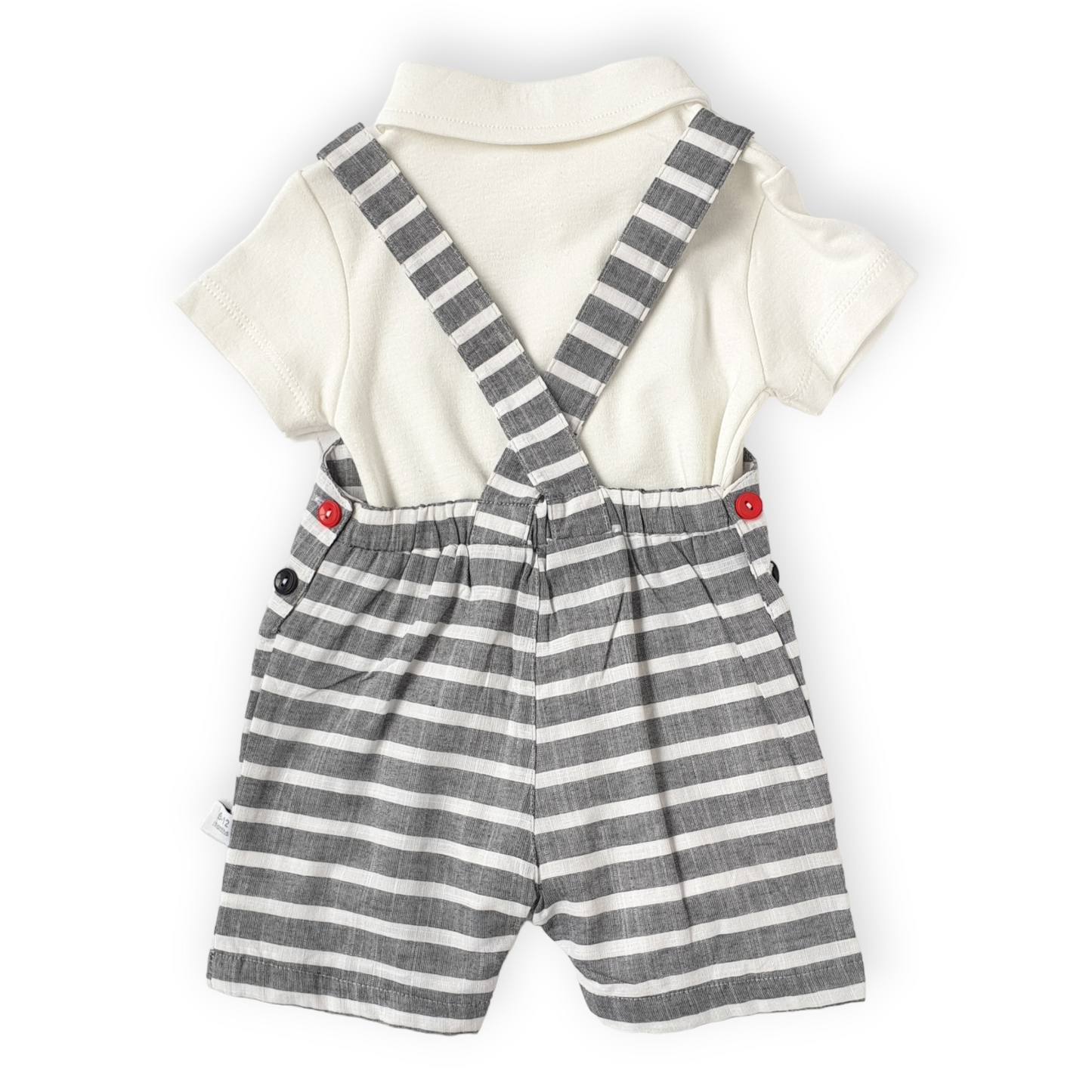 White  Body with Striped Grey Salopette Set