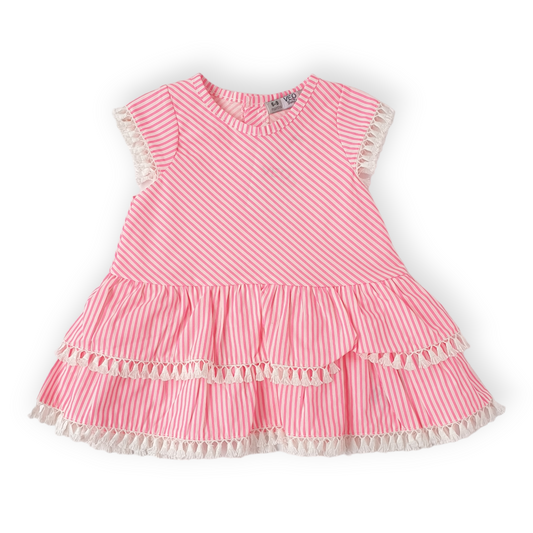 Striped Pink Summer Dress-Catgirl, Dress, Girl, Pink, Sleeveless, SS23-Veo-[Too Twee]-[Tootwee]-[baby]-[newborn]-[clothes]-[essentials]-[toys]-[Lebanon]