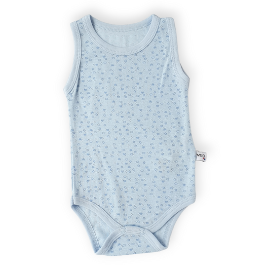 Basic Blue Sleeveless Body with Clouds-Blue, Body, Bodysuit, Boy, Catboy, Catgirl, Clouds, Creeper, Girl, Onesie, Sleeveless, SS23-Veo-[Too Twee]-[Tootwee]-[baby]-[newborn]-[clothes]-[essentials]-[toys]-[Lebanon]