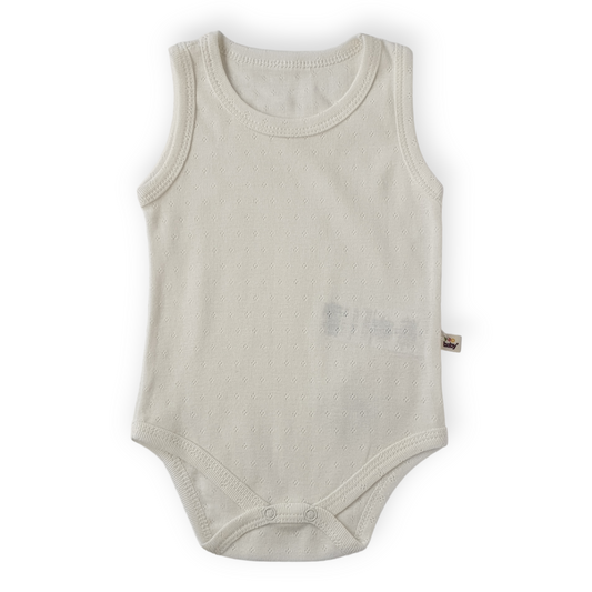 Basic Off-white Sleeveless Body-Body, Bodysuit, Boy, Catboy, Catgirl, Catunisex, Creeper, Girl, Off-white, Onesie, Sleeveless, SS23-Veo-[Too Twee]-[Tootwee]-[baby]-[newborn]-[clothes]-[essentials]-[toys]-[Lebanon]