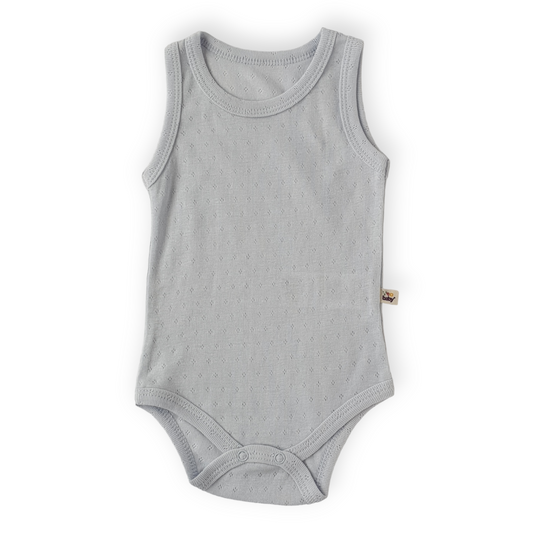 Basic Grey Sleeveless Body-Body, Bodysuit, Boy, Catboy, Catgirl, Catunisex, Creeper, Girl, Grey, Onesie, Sleeveless, SS23-Veo-[Too Twee]-[Tootwee]-[baby]-[newborn]-[clothes]-[essentials]-[toys]-[Lebanon]