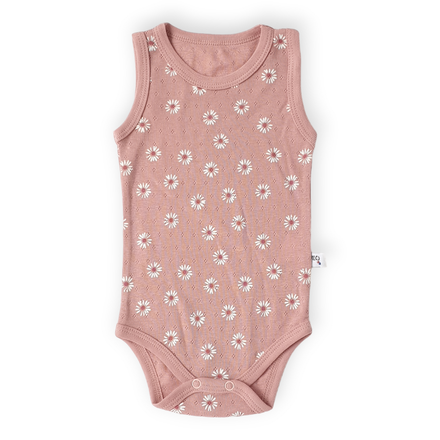Basic Pink Sleeveless Body with Flowers-Body, Bodysuit, Catgirl, Creeper, Flowers, Girl, Onesie, Pink, Sleeveless, SS23-Veo-[Too Twee]-[Tootwee]-[baby]-[newborn]-[clothes]-[essentials]-[toys]-[Lebanon]