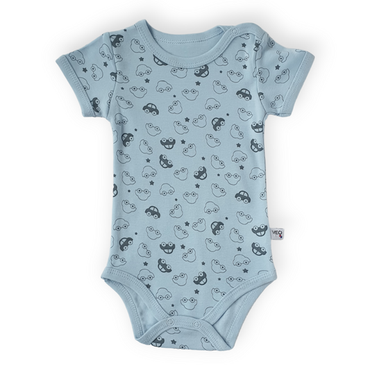 Blue Body with Cars-Basic, Body, Bodysuit, Boy, Catboy, Creeper, Onesie, Plain, Short Sleeve, Simple, SS23-Veo-[Too Twee]-[Tootwee]-[baby]-[newborn]-[clothes]-[essentials]-[toys]-[Lebanon]