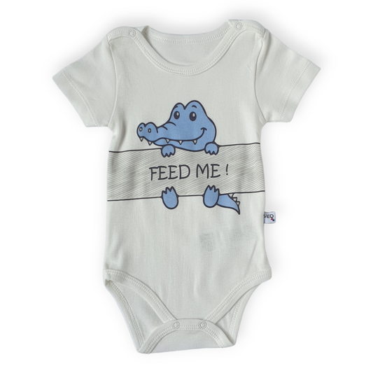 Feed Me Off-white Body-Body, Bodysuit, Boy, Catboy, Catgirl, Catunisex, Creeper, Feed me, Girl, Off-white, Onesie, Short Sleeve, SS23-Veo-[Too Twee]-[Tootwee]-[baby]-[newborn]-[clothes]-[essentials]-[toys]-[Lebanon]