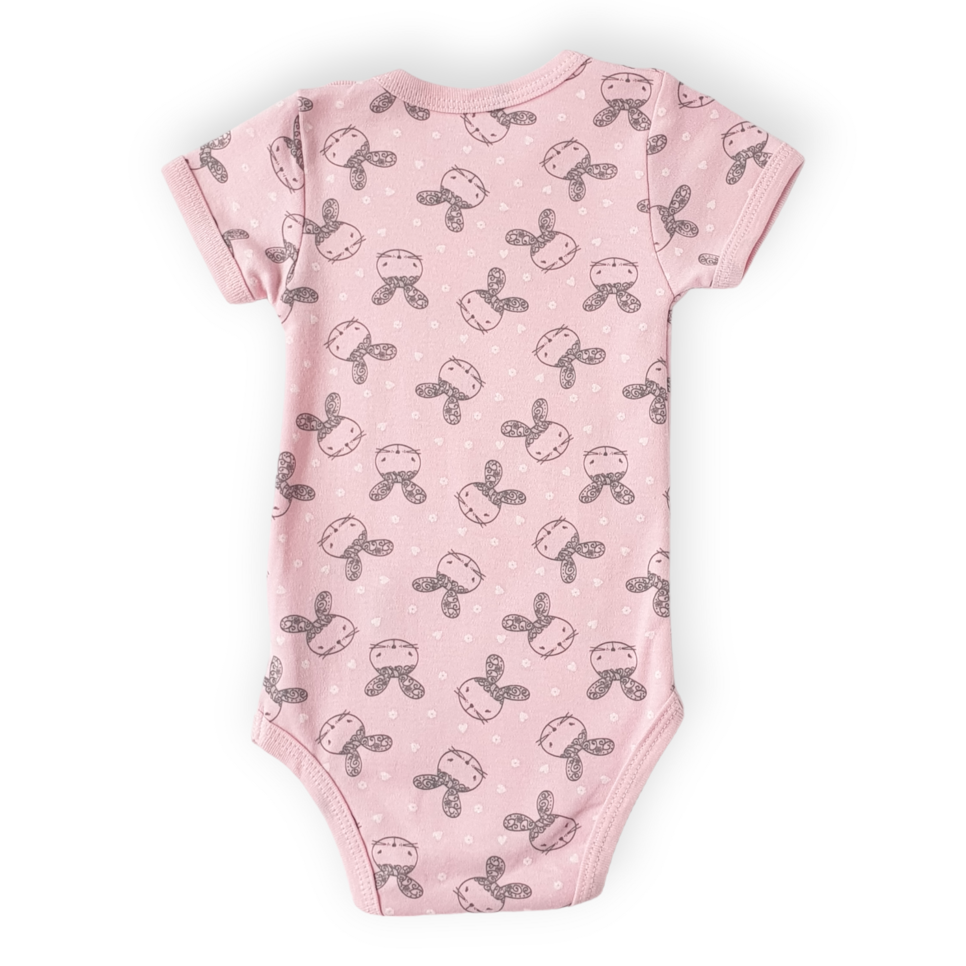 Pink Body with Bunnies-Body, Bodysuit, Bunny, Catgirl, Creeper, Feed me, Girl, Onesie, Pink, Short Sleeve, SS23-Veo-[Too Twee]-[Tootwee]-[baby]-[newborn]-[clothes]-[essentials]-[toys]-[Lebanon]