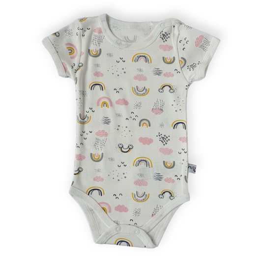 Off-white Body with Rainbows-Body, Bodysuit, Catgirl, Creeper, Girl, Off-white, Onesie, Pink, Rainbow, Short Sleeve, SS23-Veo-[Too Twee]-[Tootwee]-[baby]-[newborn]-[clothes]-[essentials]-[toys]-[Lebanon]
