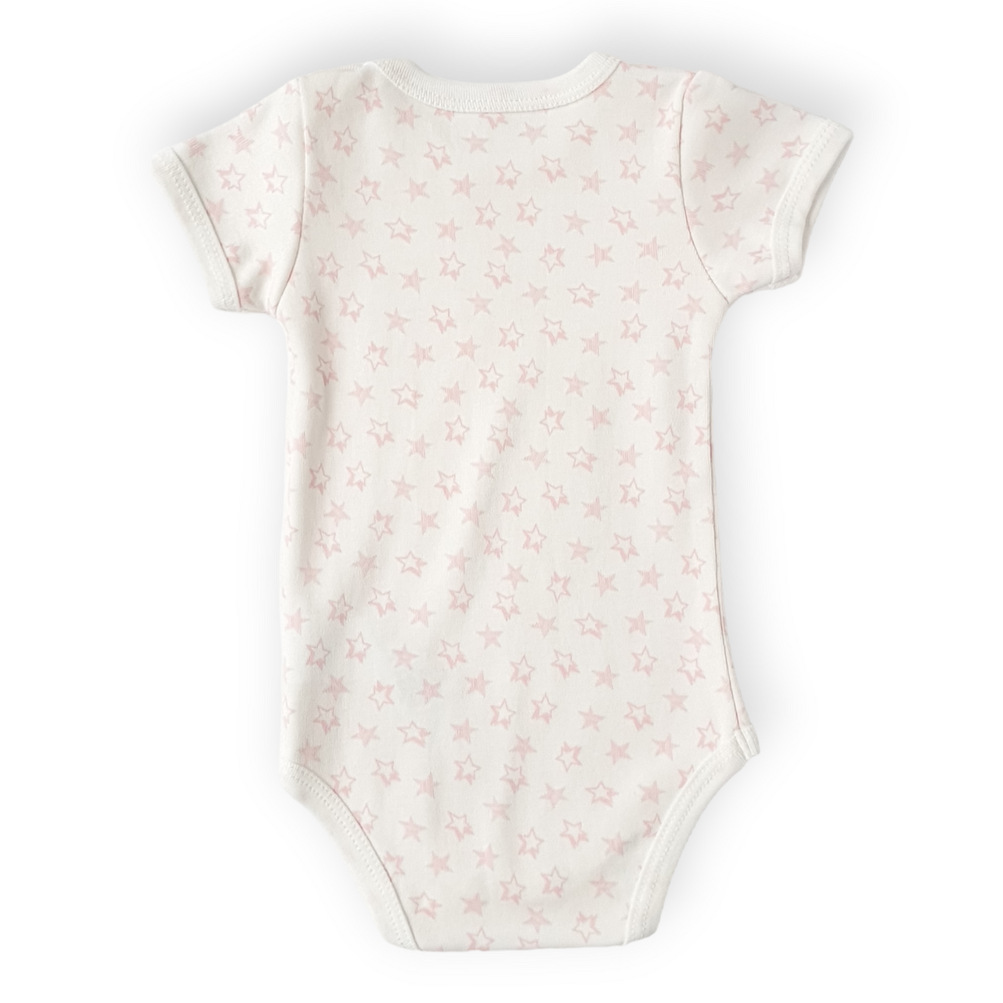 White Body with Pink Stars-Body, Bodysuit, Catgirl, Creeper, Girl, Onesie, Pink, Short Sleeve, SS23, Stars, White-Veo-[Too Twee]-[Tootwee]-[baby]-[newborn]-[clothes]-[essentials]-[toys]-[Lebanon]