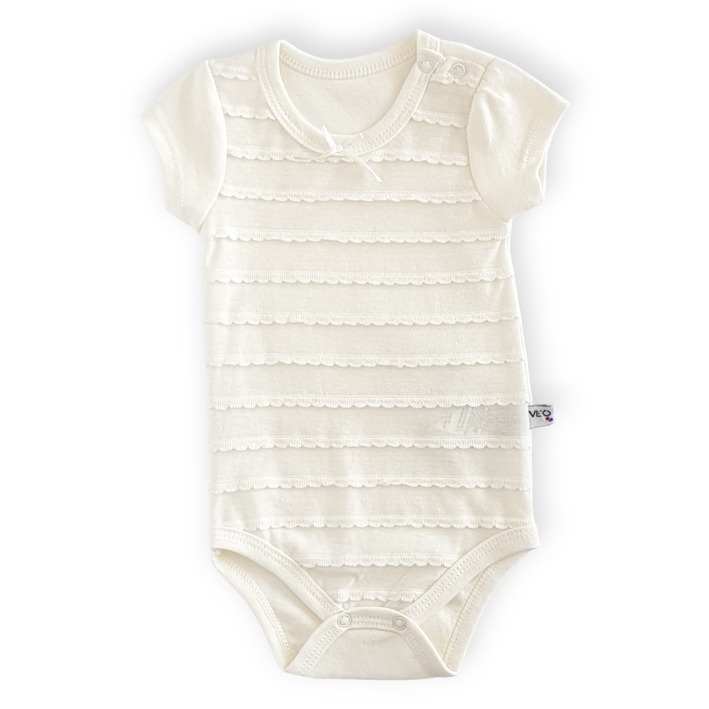 White Body with Emroidery Stripes-Body, Bodysuit, Catgirl, Creeper, Girl, Onesie, Pink, Short Sleeve, SS23-Veo-[Too Twee]-[Tootwee]-[baby]-[newborn]-[clothes]-[essentials]-[toys]-[Lebanon]